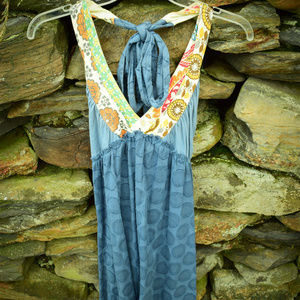 Scrapbook Originals blue boho halter mini dress